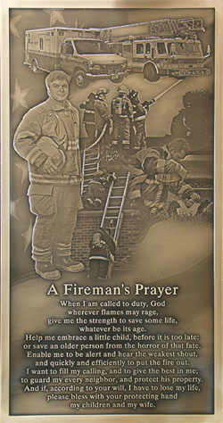 firefighter memorial plaque, bronze fireman plaque