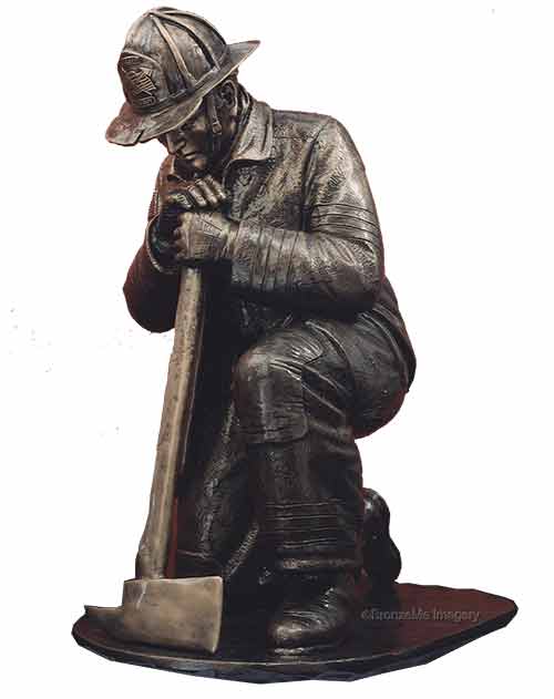 firefighter bronze statue, bronze firefighter statue