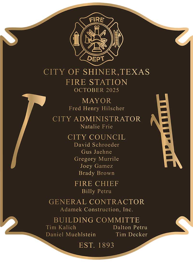 cast bronze firefighter plaque, maltese cross bronze plaque