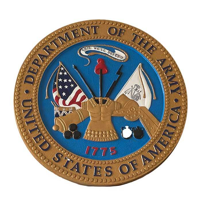 army military seal, 3d bronze army military plaque, bronze army military emblem, color army emblems