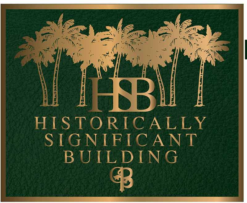 bronze building dedication plaque with green bronze background raised bronze tree