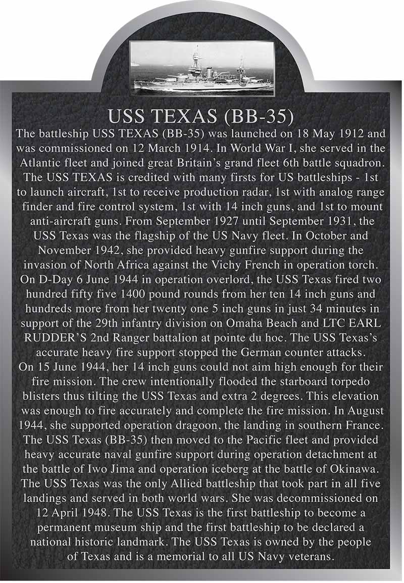 aluminum military plaque uss texas military plaque