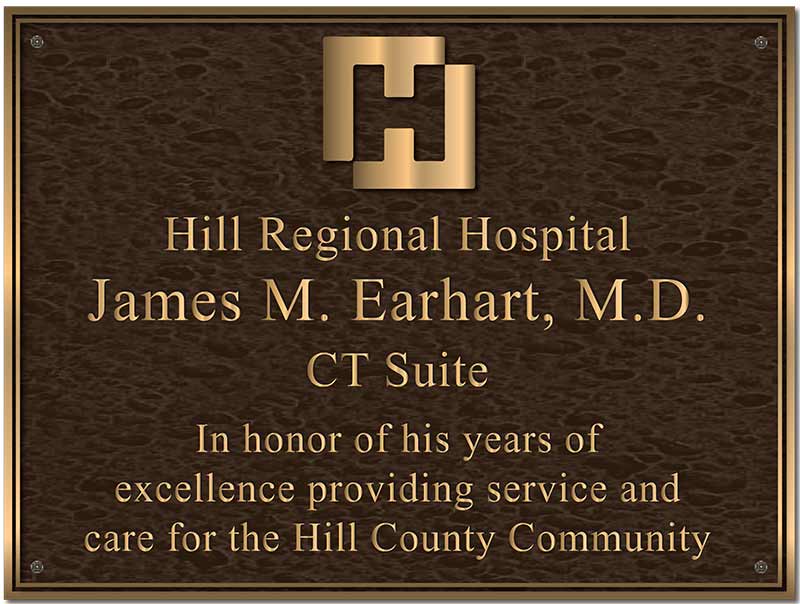 custom bronze plaque for medical building