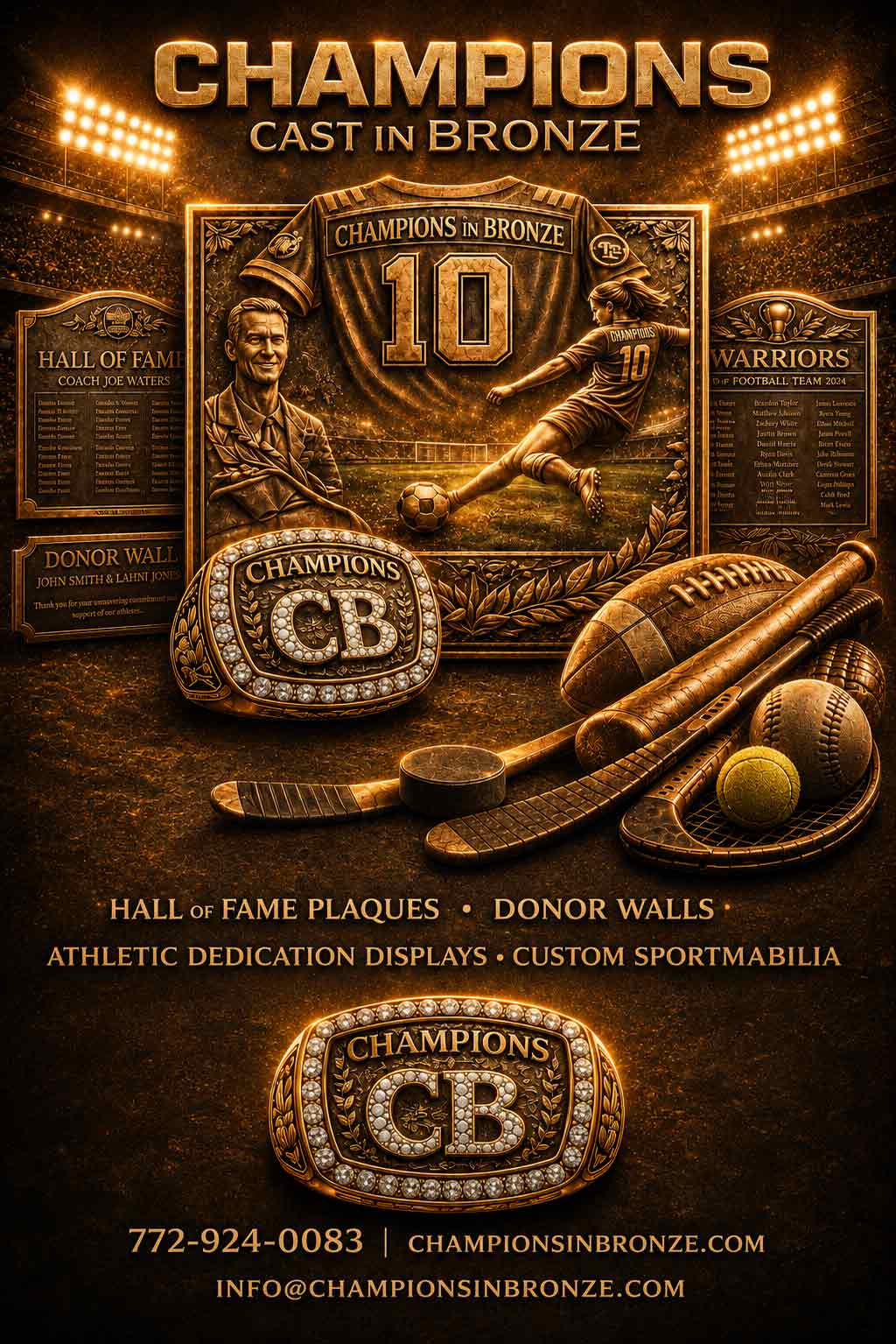 Champions In Bronze Sports Recognition Display