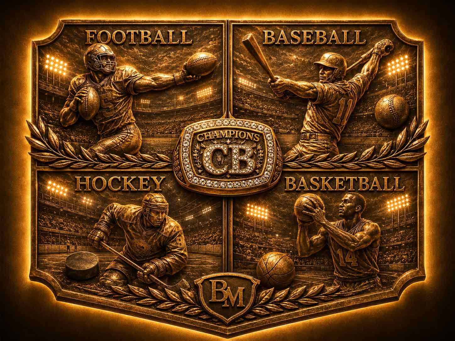 Four Sport Champions Bronze Plaque