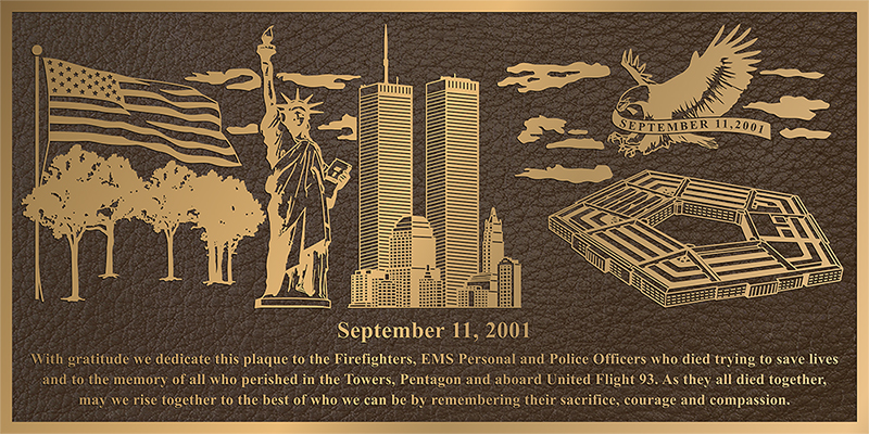 firefighter bronze plaques, 9-11 Memorial Plaque, 9/11 Plaques, 9 11 Plaque