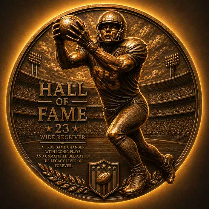 Custom bronze football action plaque