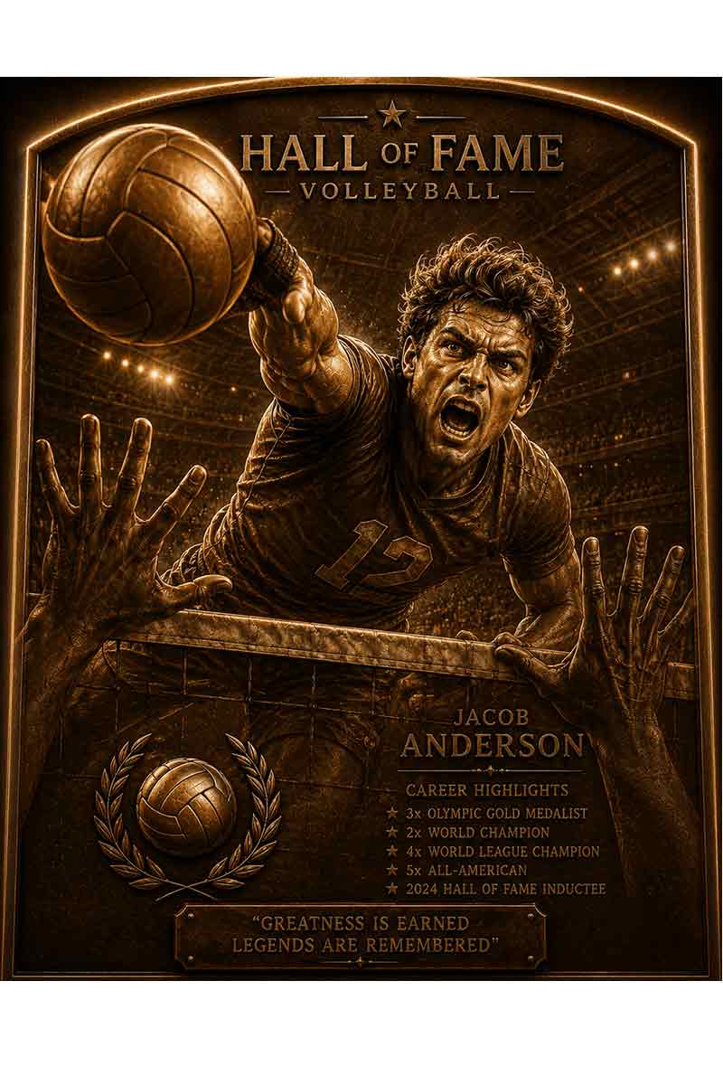 Custom bronze volleyball action plaque