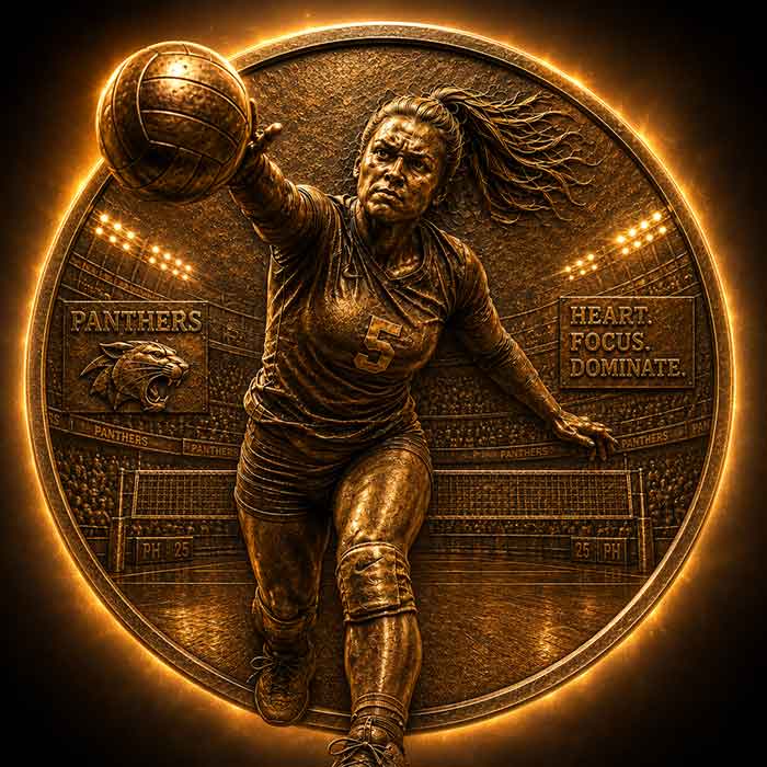 Custom bronze volleyball action plaque