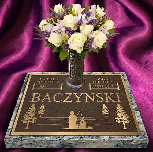 companion grave marker, double grave marker, bronze grave markers companion