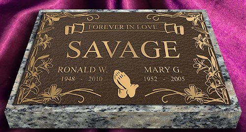 companion grave marker, double grave marker, bronze grave markers companion