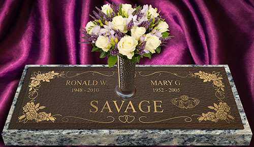 companion grave marker, double grave marker, bronze grave markers companion