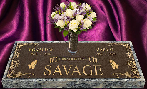 companion grave marker, double grave marker, bronze grave markers companion