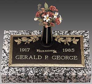 single bronze photo grave marker, bronze grave marker, individual bronze grave markers,  single grave marker