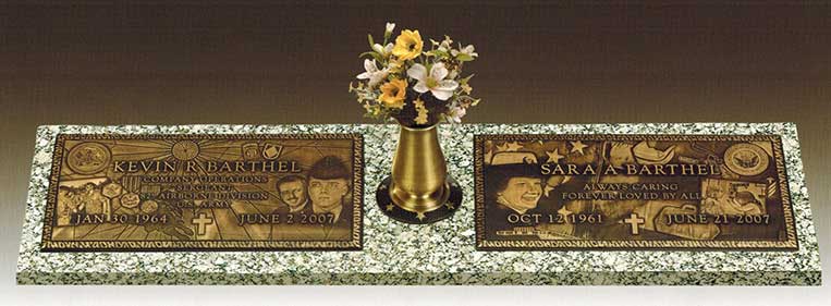 companion grave marker, double grave marker, bronze grave markers companion