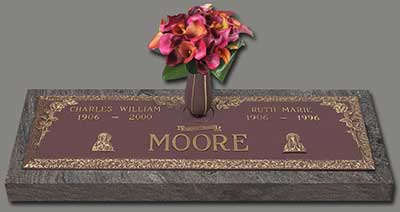 companion photo grave marker, double grave marker, bronze grave markers for companion