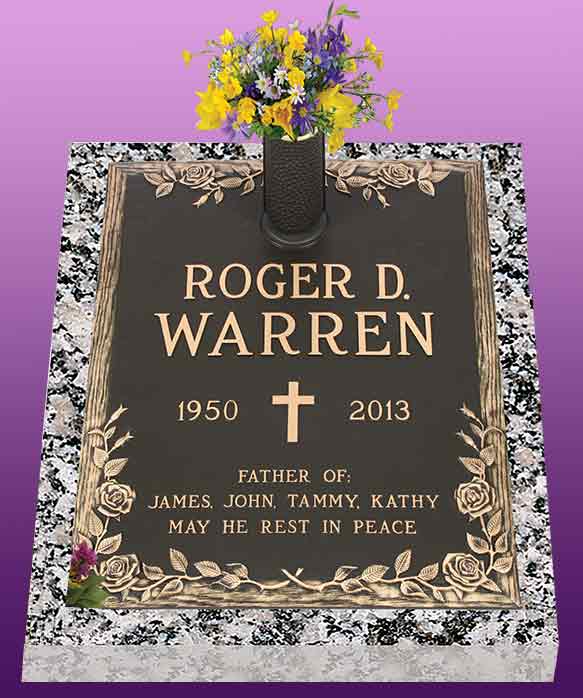 single bronze photo grave marker, bronze grave marker, individual bronze grave markers,  single grave marker