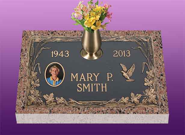 single bronze photo grave marker, bronze grave marker, individual bronze grave markers, single grave marker