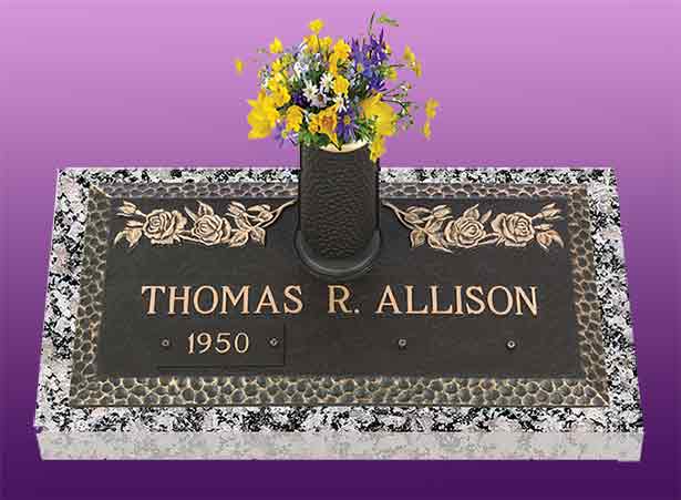 single bronze photo grave marker, bronze grave marker, individual bronze grave markers, single grave marker