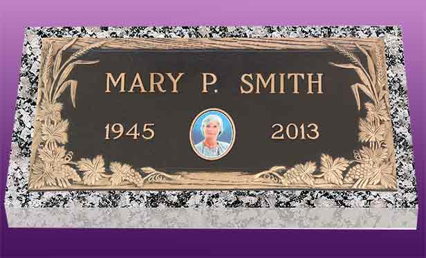 single bronze photo grave marker, bronze grave marker, individual bronze grave markers, single grave marker