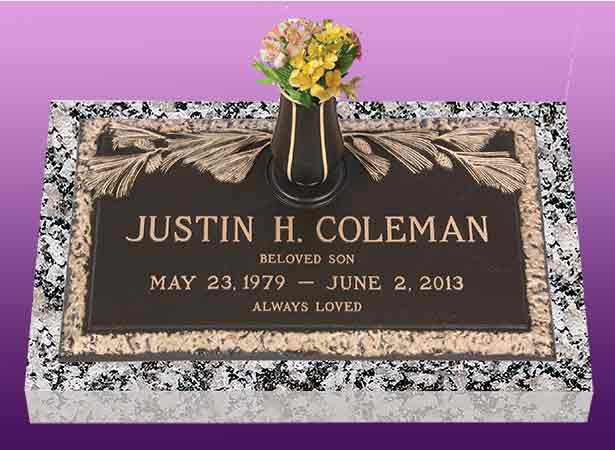 single bronze photo grave marker, bronze grave marker, individual bronze grave markers,  single grave marker