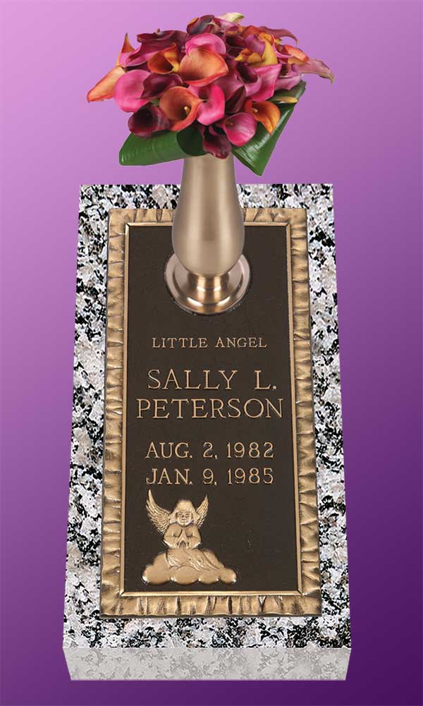 single bronze photo grave marker, bronze grave marker, individual bronze grave markers,  single grave marker