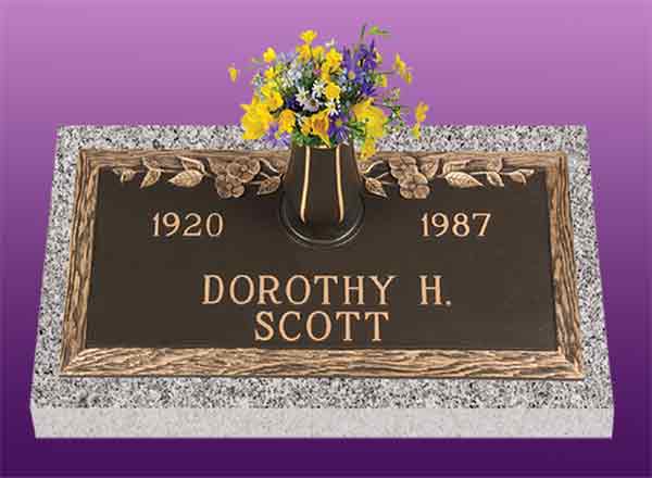 single bronze photo grave marker, bronze grave marker, individual bronze grave markers, single grave marker