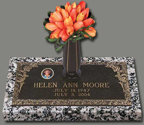 single bronze photo grave marker, bronze grave marker, individual bronze grave markers, single grave marker