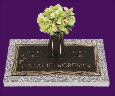 single bronze photo grave marker, bronze grave marker, individual bronze grave markers,  single grave marker