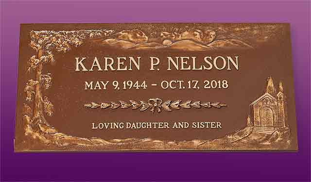 single bronze photo grave marker, bronze grave marker, individual bronze grave markers,  single grave marker