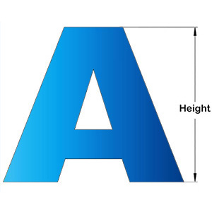 metal letter height