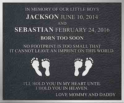 aluminum plaque, aluminum plaques infant memorial