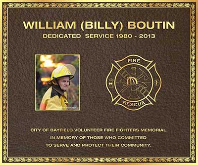 color photo bronze plaque near me, custom border bronze plaque near me, firefighter color photo plaque, maltese cross bronze plaque near me