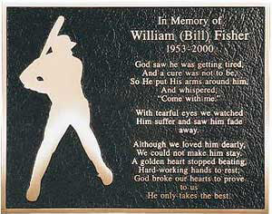 baseball bronze Outdoor Memorial Plaque