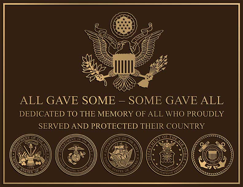 veterans memorial plaques, cast bronze veteran plaque