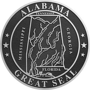 aluminum state seal alabama, aluminum state plaque alabama