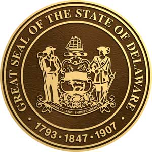 state seal delaware, bronze state plaque delaware