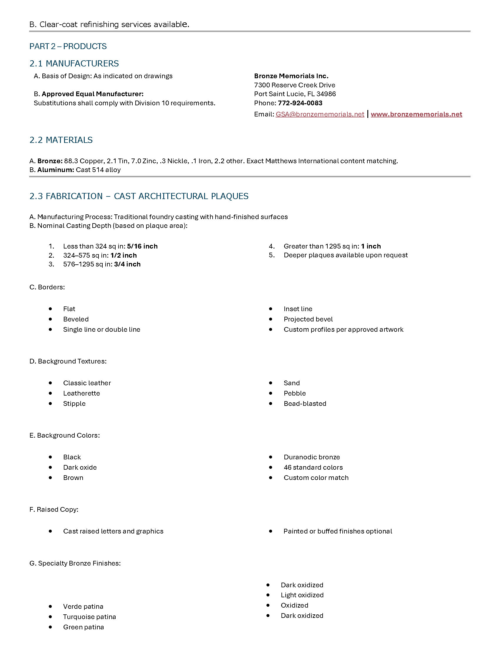 CSI 10 14 00 signage specification page 2